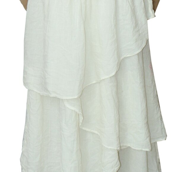 Free People In My Dreams Midi Smocked Asymmetrical Tie Tiered Dress S - Picture 7 of 7